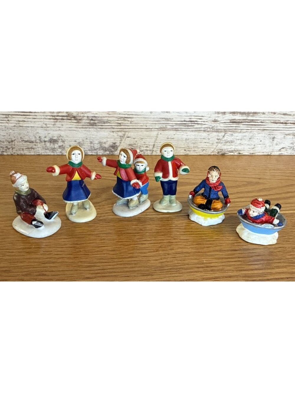 Replacement Skaters & Sledders Lemax 1995 Skating Pond Lot Of 6